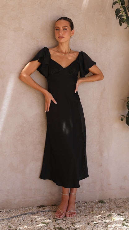 Louisa Midi Dress - Black