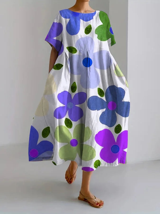 Eliana | Floral midi dress with a carefree style and summer comfort for colorful days