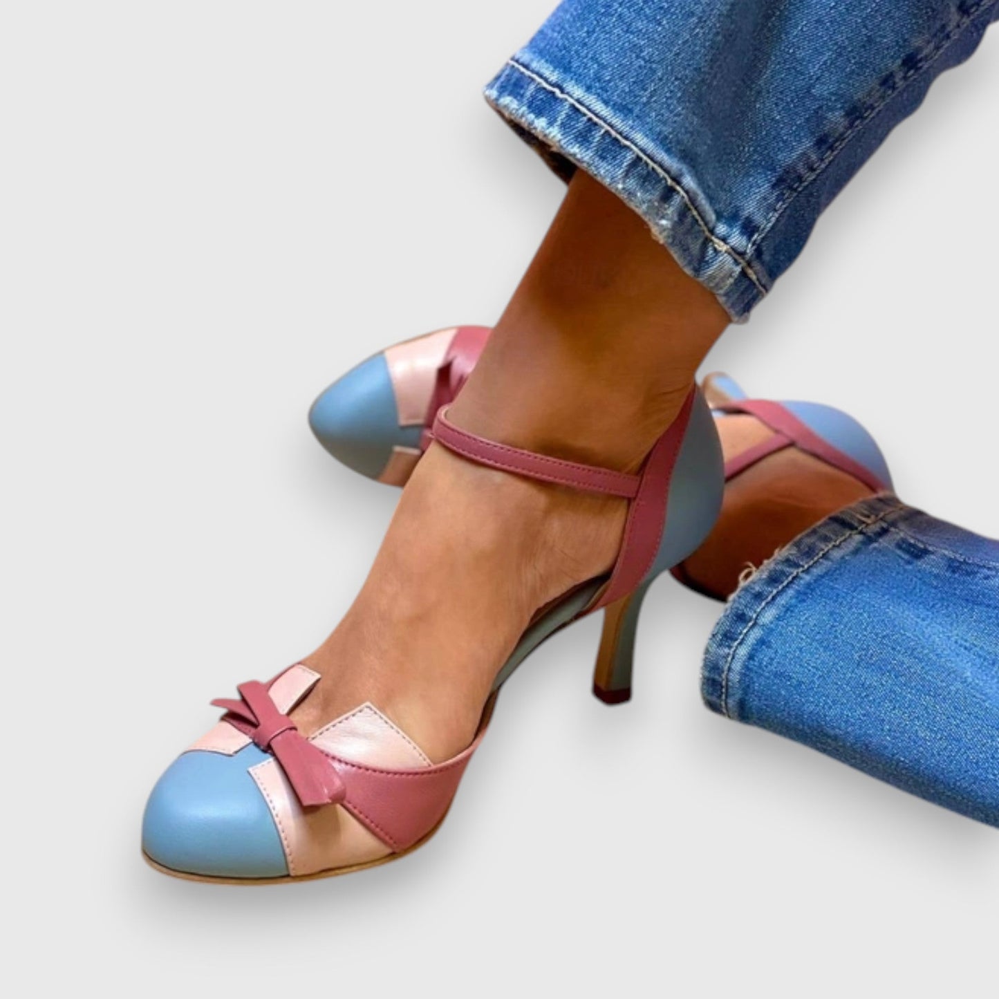 Vivienne – Chic Colorblock Bow Heels