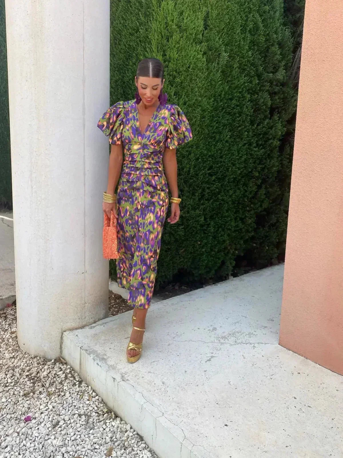 Marta™ | Midi dress with pleated sleeves